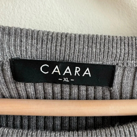 Caara XL Gray Ribbed Knit Pullover Sweater Crew Neck Long Sleeve - Picture 5 of 8